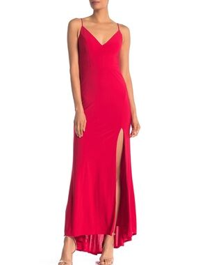 Women's Red Spaghetti-Strap Evening Gown